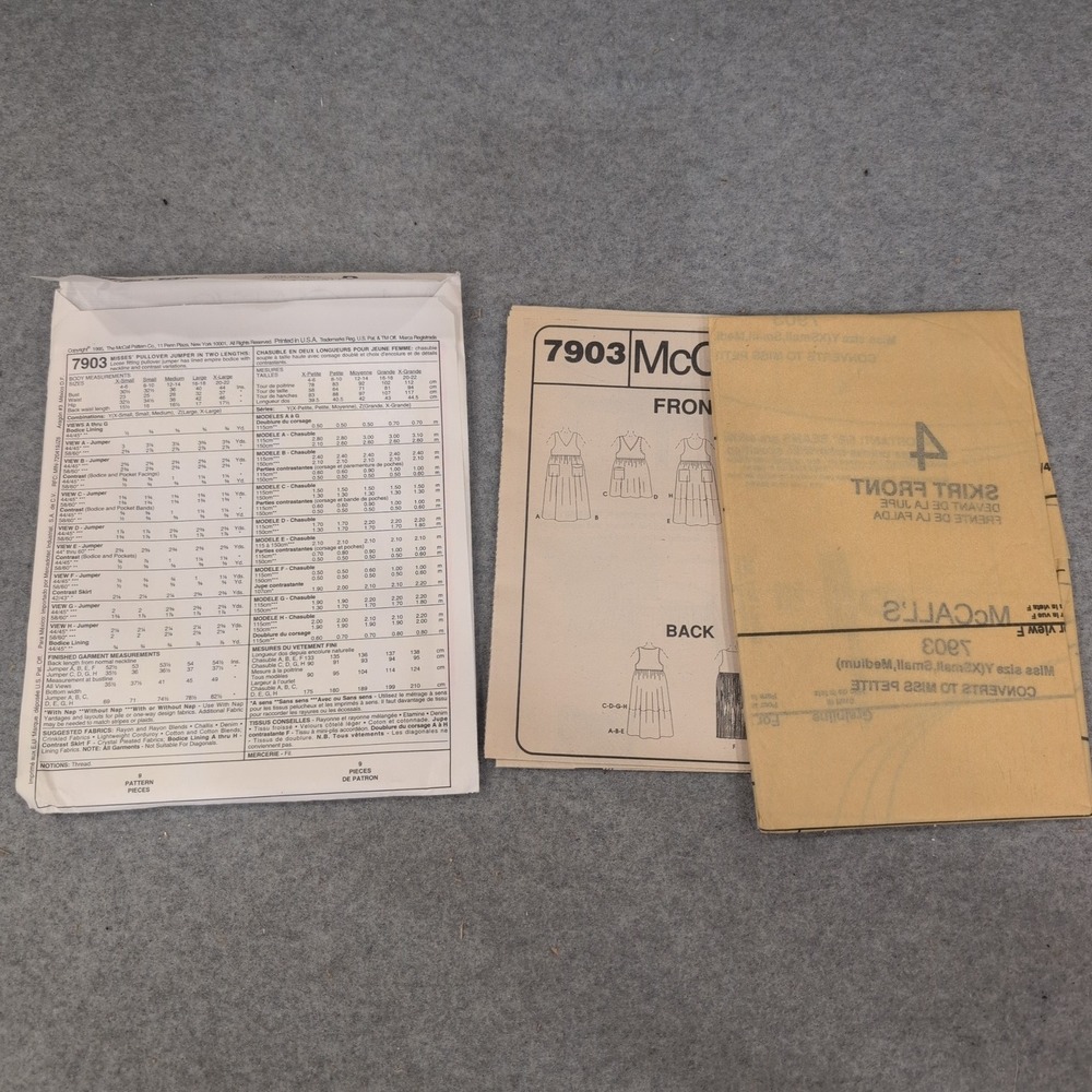 McCalls 7903 Misses Pullover Jumper Dress Sewing Pattern Size Y Xsm Sml Med 8 - Picture 2 of 2